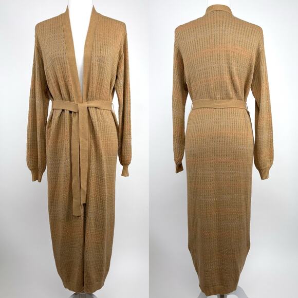 L Space Encinitas Longline Knit Cardigan Size XS Small Tan Beachy Casual Boho - Picture 2 of 15